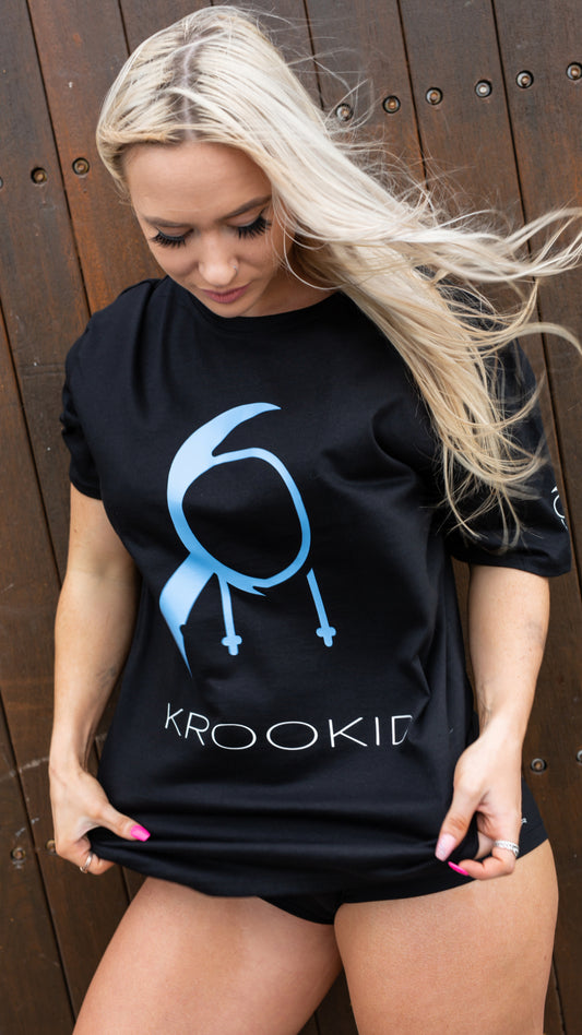 Krookid Signature Tee Single Stripe Light Blue - Short sleeve T-shirt