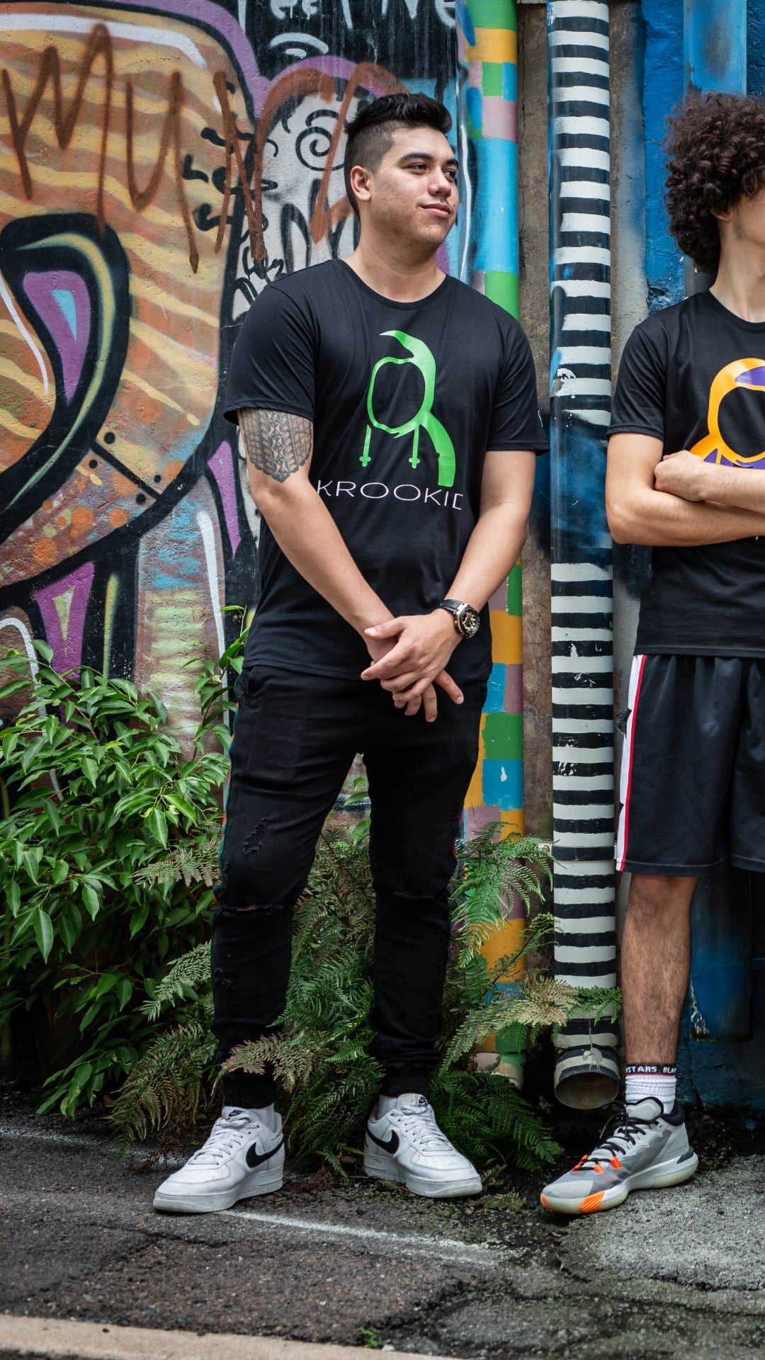 Krookid Signature Tee Single Stripe Light Green - Short sleeve T-shirt