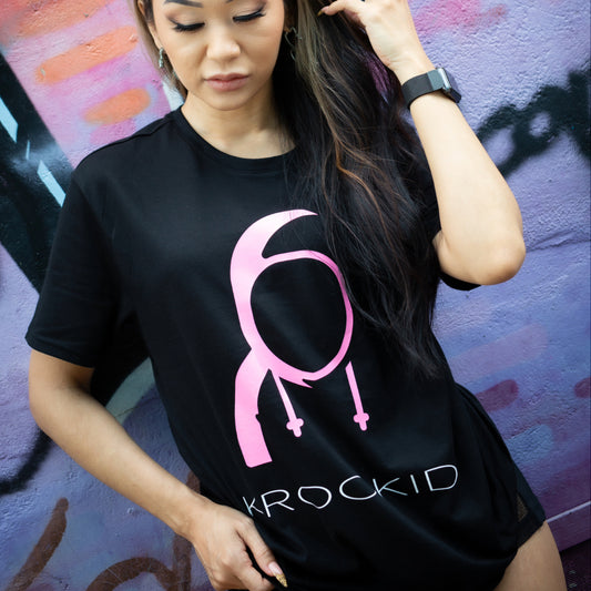 Krookid Signature Tee Single Stripe Pink - Short sleeve T-shirt