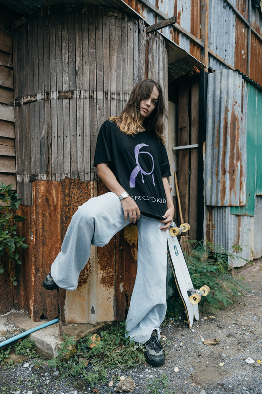 Krookid Signature Tee Single Stripe Purple - Short Sleeve T-Shirt